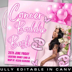 Cancer Birthday Flyer, Cancer Bash Flyer, Birthday flyer, Birthday Girl, Party Flyer, Celebration Flyer, Birthday Event, Birthday Invite