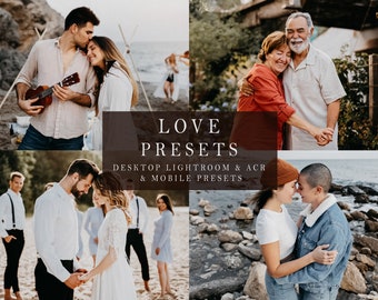 Love Presets - Desktop Lightroom, ACR + Mobile Presets, Love Story, Wedding, Warm Tones Presets, Lifestyle Portrait Presets