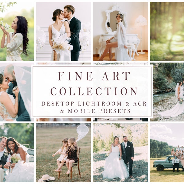 Fine Art Presets Collection Bundle - Licht en luchtig, Bruiloft, Desktop Lightroom, ACR, Photoshop en Mobiele voorinstellingen