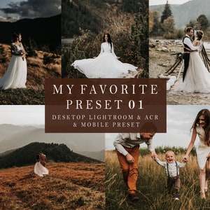 My Favorite Preset 01 - Desktop Lightroom, Photoshop + Mobile Preset, Brown Tones, Warm Wedding Family Contrast Preset