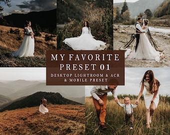 My Favorite Preset 01 - Desktop Lightroom, Photoshop + Mobile Preset, Brown Tones, Warm Wedding Family Contrast Preset