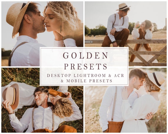 Golden Tones Presets - 4 Desktop Lightroom, ACR + Mobile Presets, Golden Hour Presets, Boho Wedding Presets, Rustic Warm Tones Presets
