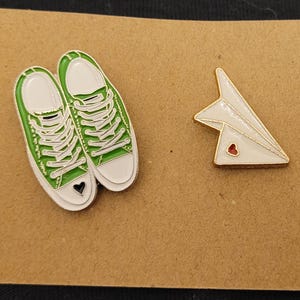 Retro, Old School, 90's Style Enamel Pins, Rubix Cube, Gameboy, Cassette, Phone Green Shoe