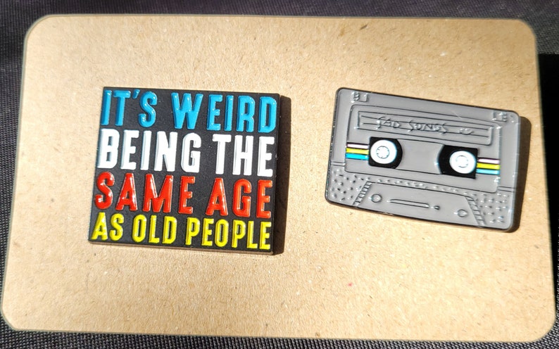 Retro, Old School, 90's Style Enamel Pins, Rubix Cube, Gameboy, Cassette, Phone Getting Old