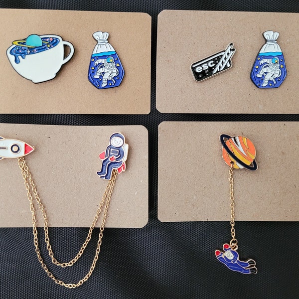 Space Enamel Pin Sets: Astronauts, Planets, Outerspace