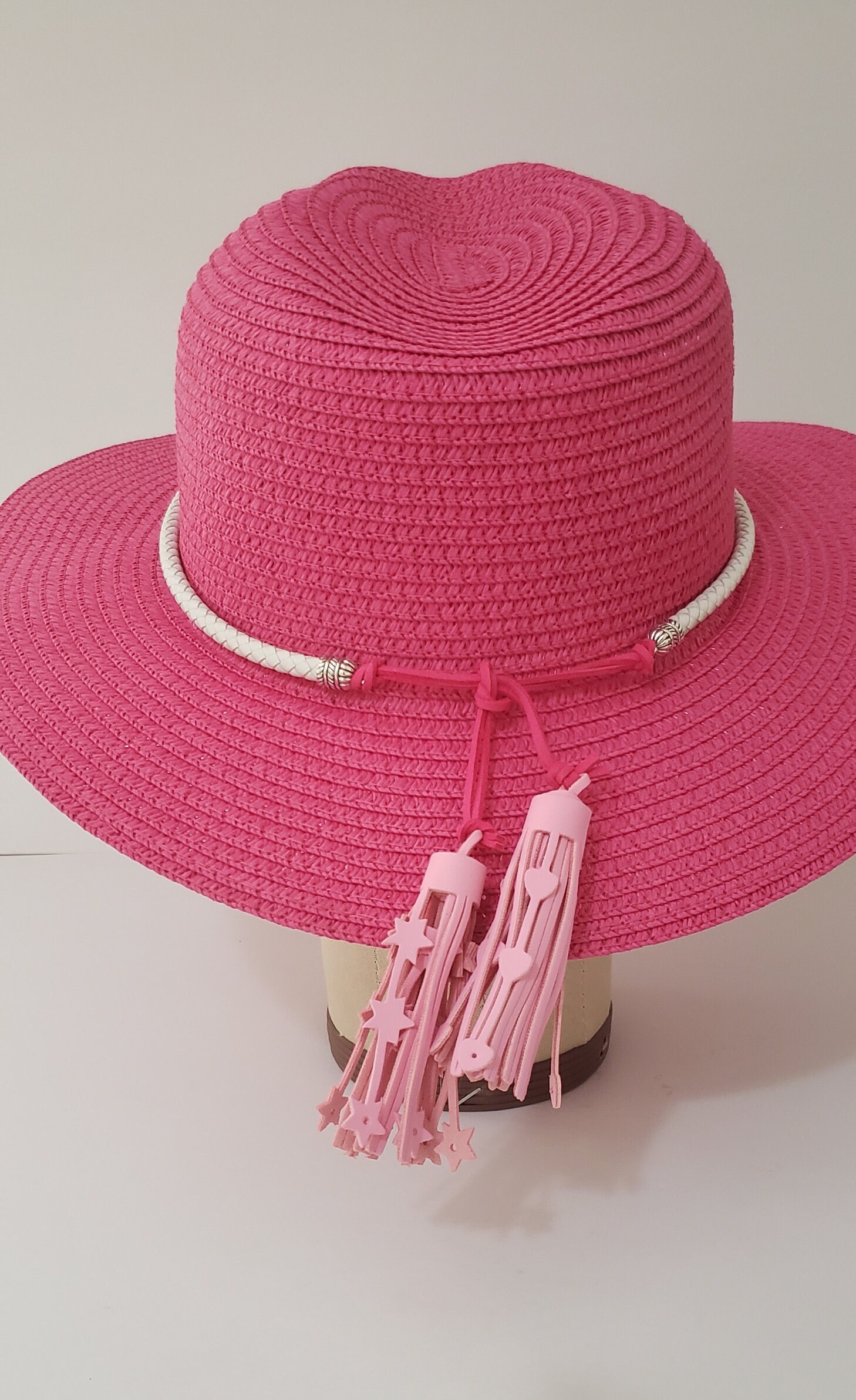 Pink Fedora Hat with Embroidered Band Every Flower Blooms” Fedora – Dark Pink Vegan Suede Hat  main image 2