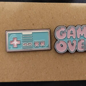 Retro, Old School, 90's Style Enamel Pins, Rubix Cube, Gameboy, Cassette, Phone Game Over