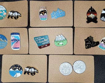 Hiking and Outdoors Enamel Pins, Nature and Camping Pins