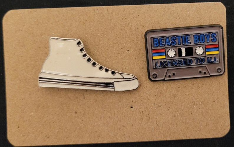 Retro, Old School, 90's Style Enamel Pins, Rubix Cube, Gameboy, Cassette, Phone Grey Cassette