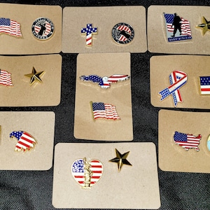 Ensembles de pin's en émail américains - États-Unis, anciens combattants, drapeau, aigle, liberté, étoiles, patriotique