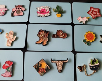 Cowgirl, Cowboy, Country Themed Pin Sets, Cactus, Boots, Hat