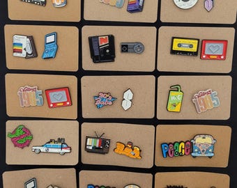 Retro Enamel Pin Set, 80s 90s Nostalgia