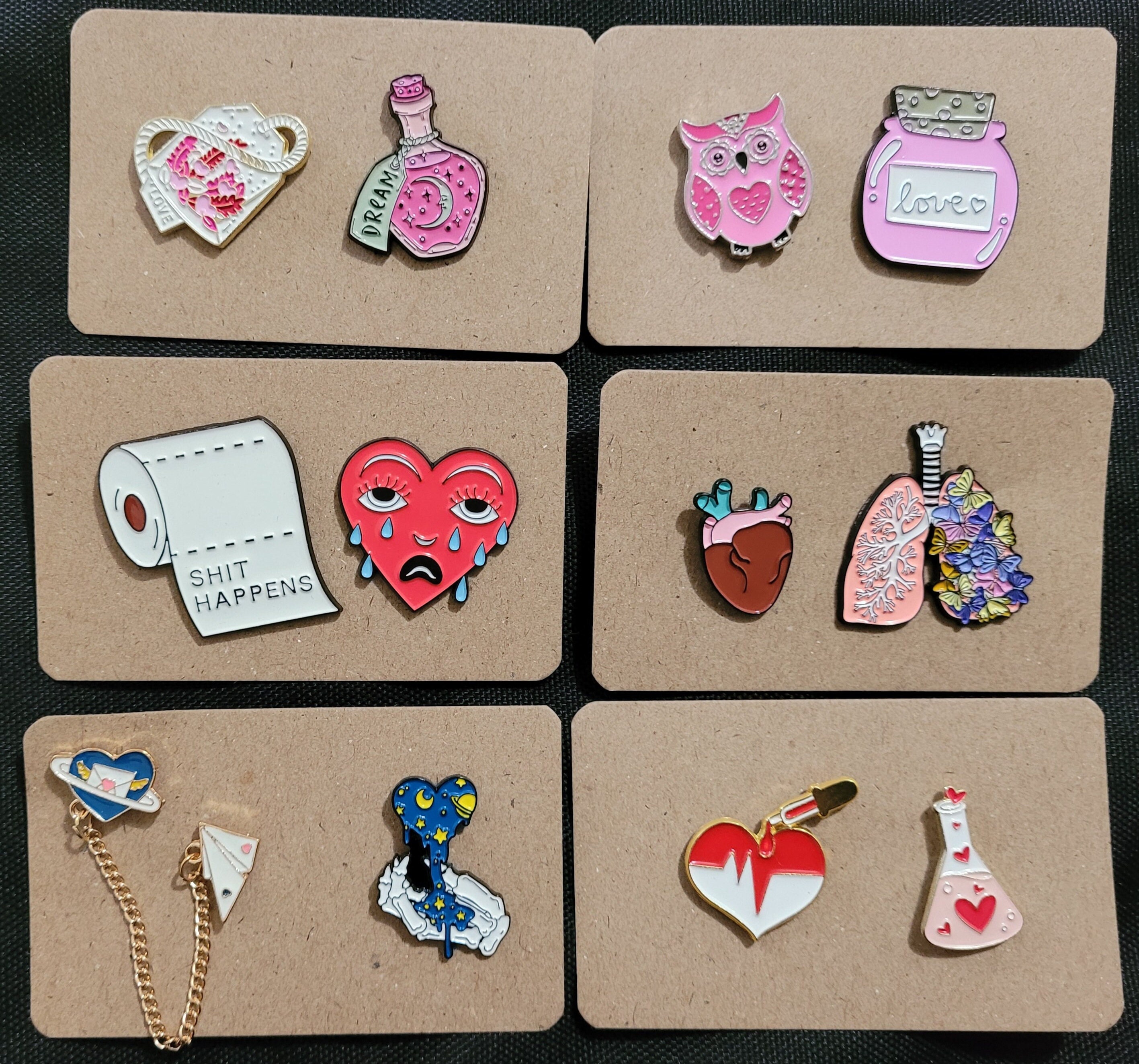 Love Heart Enamel Pin Sets, Pushback Pins - Etsy