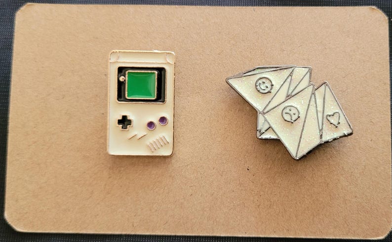 Retro, Old School, 90's Style Enamel Pins, Rubix Cube, Gameboy, Cassette, Phone Paper Fortune