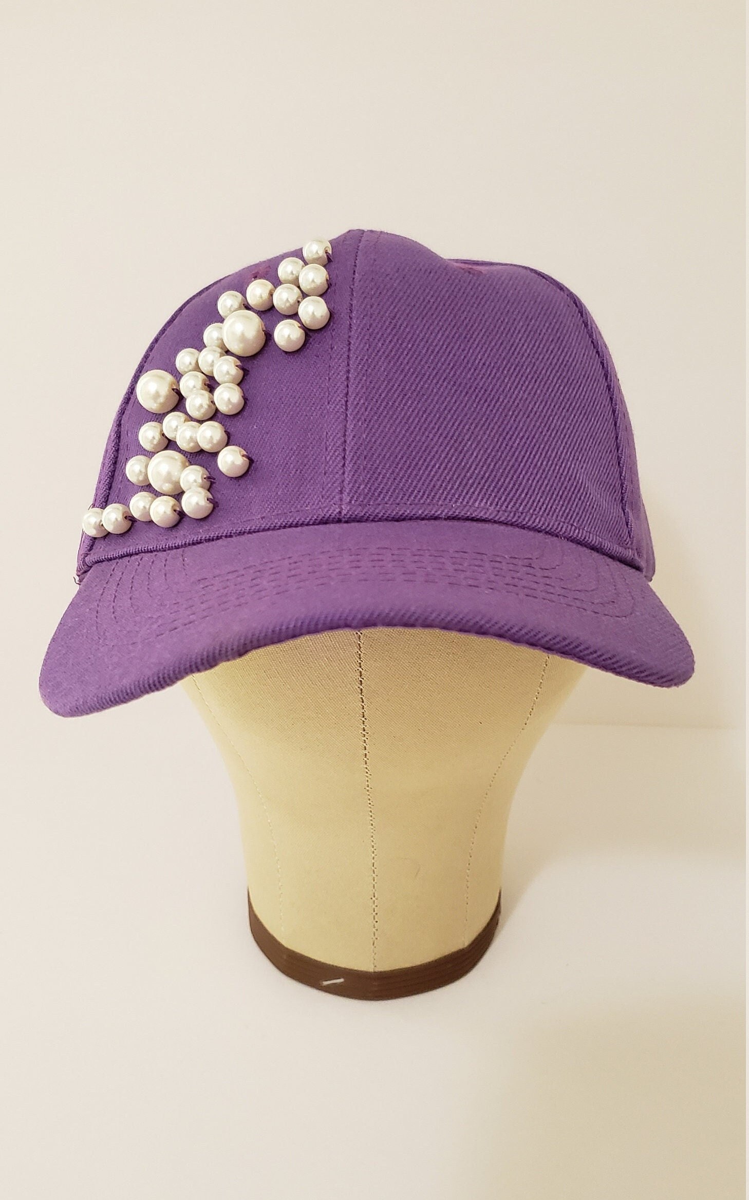 Pearl Beaded Purple Baseball Hat With Adjustable Back - Etsy display picture 1