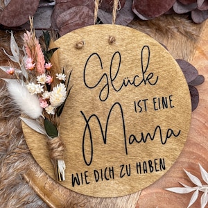 geschenke für mama zum Geburtstag, Weihnachtsgeschenke Mama, personalisierte Geschenke Mama, Holzschild mit gravur, Türkranz Trockenblumen