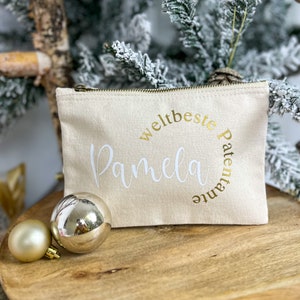 Kosmetiktaschen personalisiert Damen Geschenkidee, Make up Tasche, Patentante fragen Geschenk, weihnachtsgeschenk patentante, canvas tasche