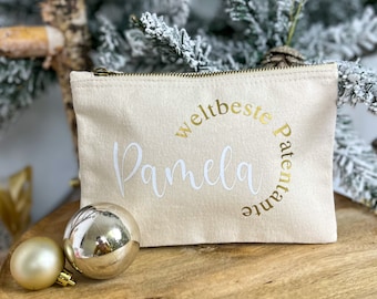 Kosmetiktaschen personalisiert Damen Geschenkidee, Make up Tasche, Patentante fragen Geschenk, weihnachtsgeschenk patentante, canvas tasche