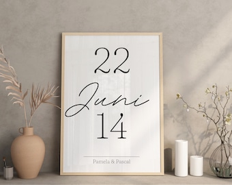 Minimalist personalized poster with name and date, wedding gift, couple poster, personal poster, gift for newlyweds