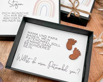 Patenonkel Fragen,Willst du meine Patenonkel sein?Taufpate fragen,Überraschung Idee Patenonkel,Personalisierte Geschenkschachtel Patenonkel