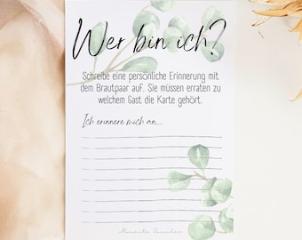 Who am I? Game for wedding, funny wedding game party game, tasks and activities for wedding guests, memory of the bride and groom
