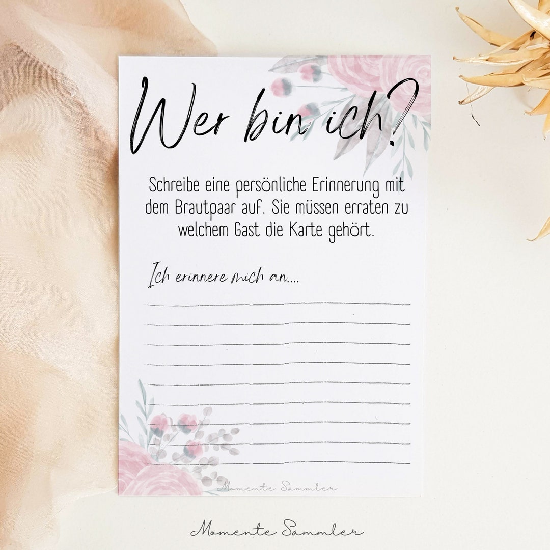 Wer Bin Ich Spiel Vorlage Wer bin ich? Spiel für Hochzeit, lustiges Hochzeitsspiel Partyspiel