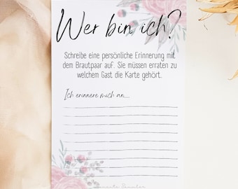 Who am I? Game for wedding, funny wedding game party game, tasks and activities for wedding guests, memory of the bride and groom