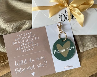 Willst du mein Patenonkel sein? Personalisieter Schlüsselanhänger mit Karte, Patentante fragen, Taufpate fragen, Geschenkidee Pateneltern