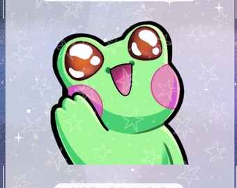 Urocza emotka machającej żaby | Kawaii Streamer Emoji (pobieranie cyfrowe)