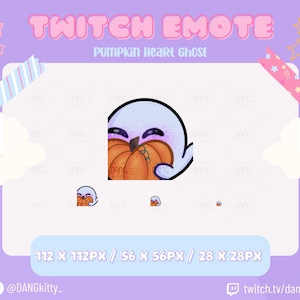 Ghost Twitch Emote | Cute Halloween Twitch emote for Streamer Youtube and Discord | Heart Ghost Emote | Kawaii Ghost Emote