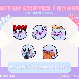 Ghost Twitch Emote Pack | Cute Ghost Twitch emote for Youtube and Discord | Kawaii Ghost Emote | Premade Emote Pack | Halloween