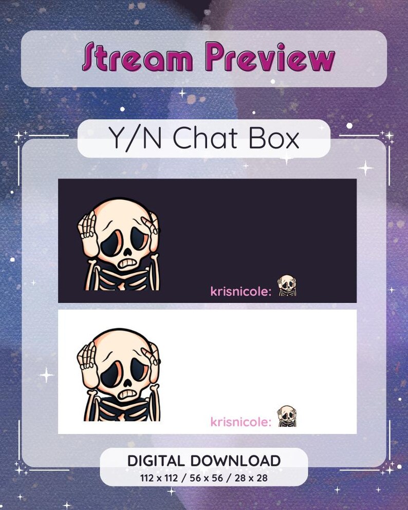 Scared Skeleton Twitch Emote | Halloween Streamer, Discord (Digital Download) image 2