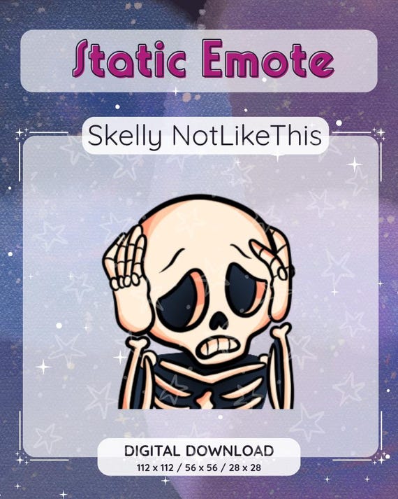 Scared Skeleton Twitch Emote | Halloween Streamer, Discord (Digital Download)