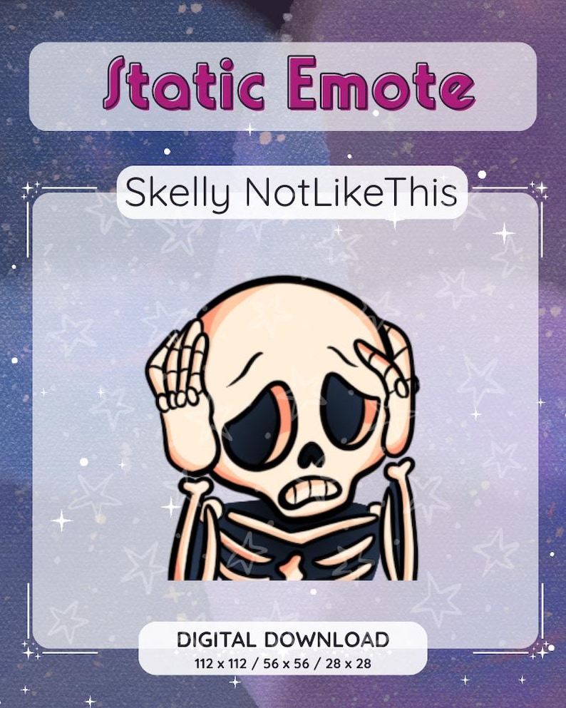 Scared Skeleton Twitch Emote | Halloween Streamer, Discord (Digital Download) image 1
