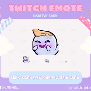 Ghost Twitch Emote | Cute Halloween Twitch emote for Streamer Youtube and Discord | Head Pat Ghost Emote | Kawaii Ghost Emote