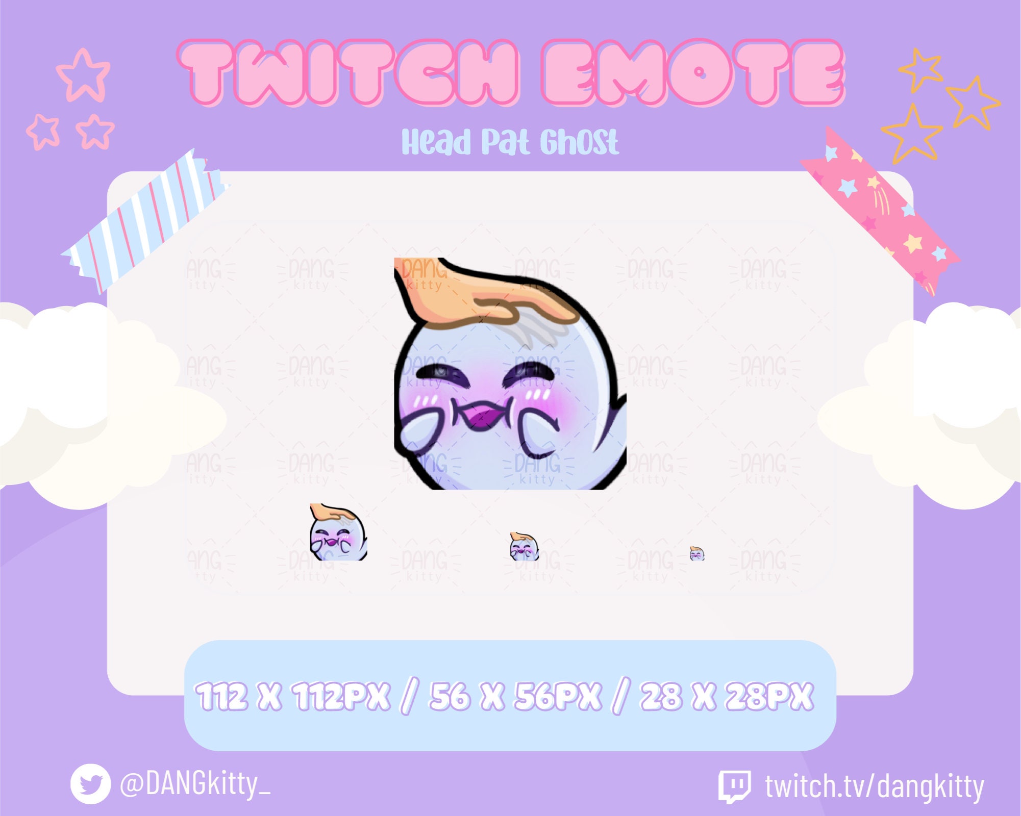 Ghost Twitch Emote | Cute Halloween Twitch emote for Streamer Youtube and Discord | Head Pat Ghost Emote | Kawaii Ghost Emote