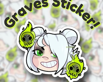 Naklejka Graves Chibi | Naklejka fanowska Deadlock, naklejka na butelkę z wodą na laptopa gracza