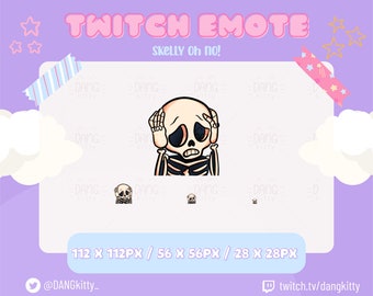Skeleton Twitch Emote | Cute Halloween Twitch emote for Streamer Youtube and Discord | Scared Skeleton Emote | Kawaii Skeleton Emote