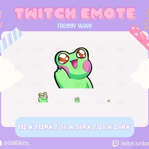 Frog Twitch Emote | Cute Frog Twitch emote for Streamer Youtube and Discord | Waving Frog Emote | Kawaii Frog Emote