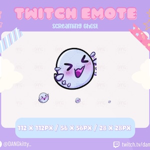 Ghost Twitch Emote | Cute Halloween Twitch emote for Streamer Youtube and Discord | Screaming Ghost Emote | Kawaii Ghost Emote