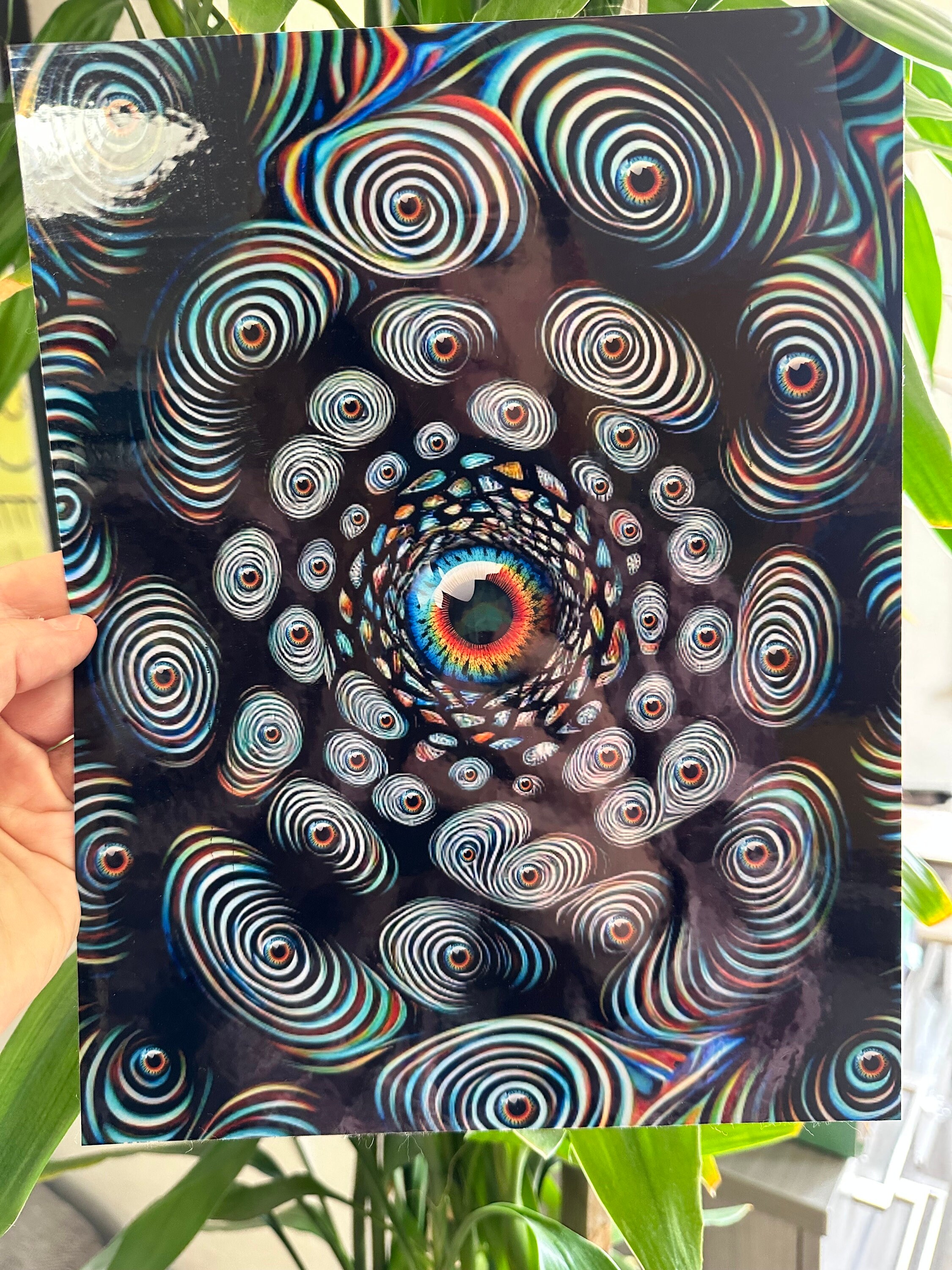 Eyes Wide Open, Art Print, Trippy Psychedelic Art, Holographic Rainbow ...