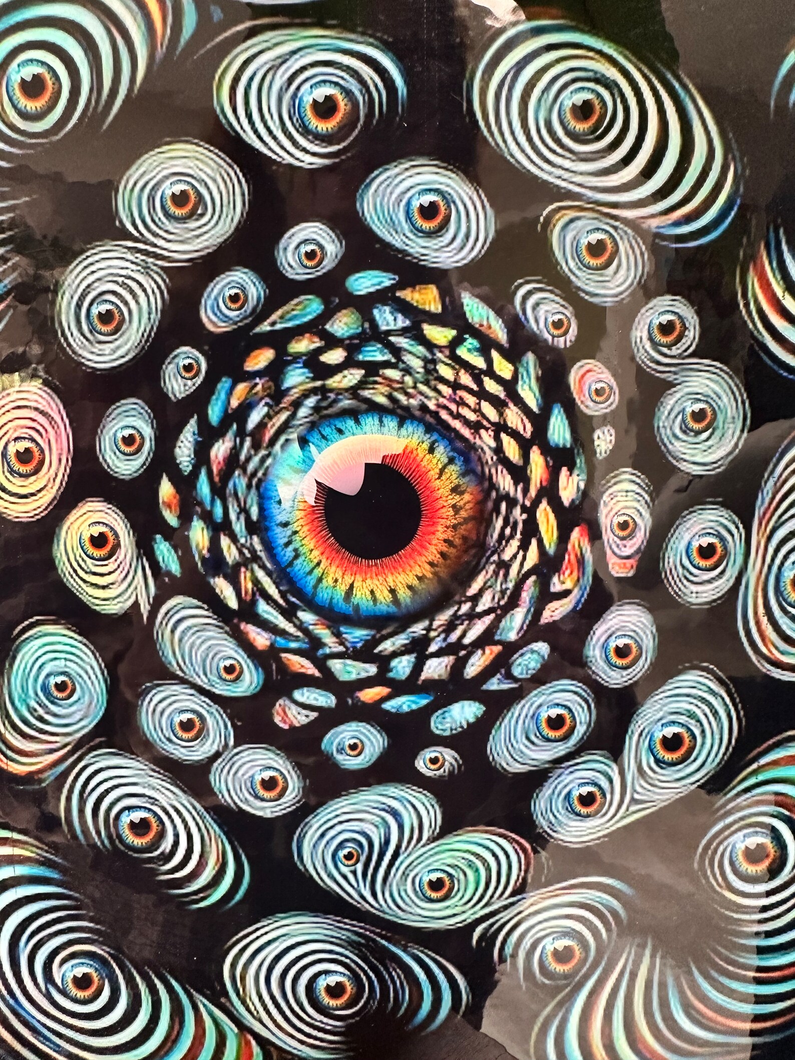 Eyes Wide Open, Art Print, Trippy Psychedelic Art, Holographic Rainbow ...