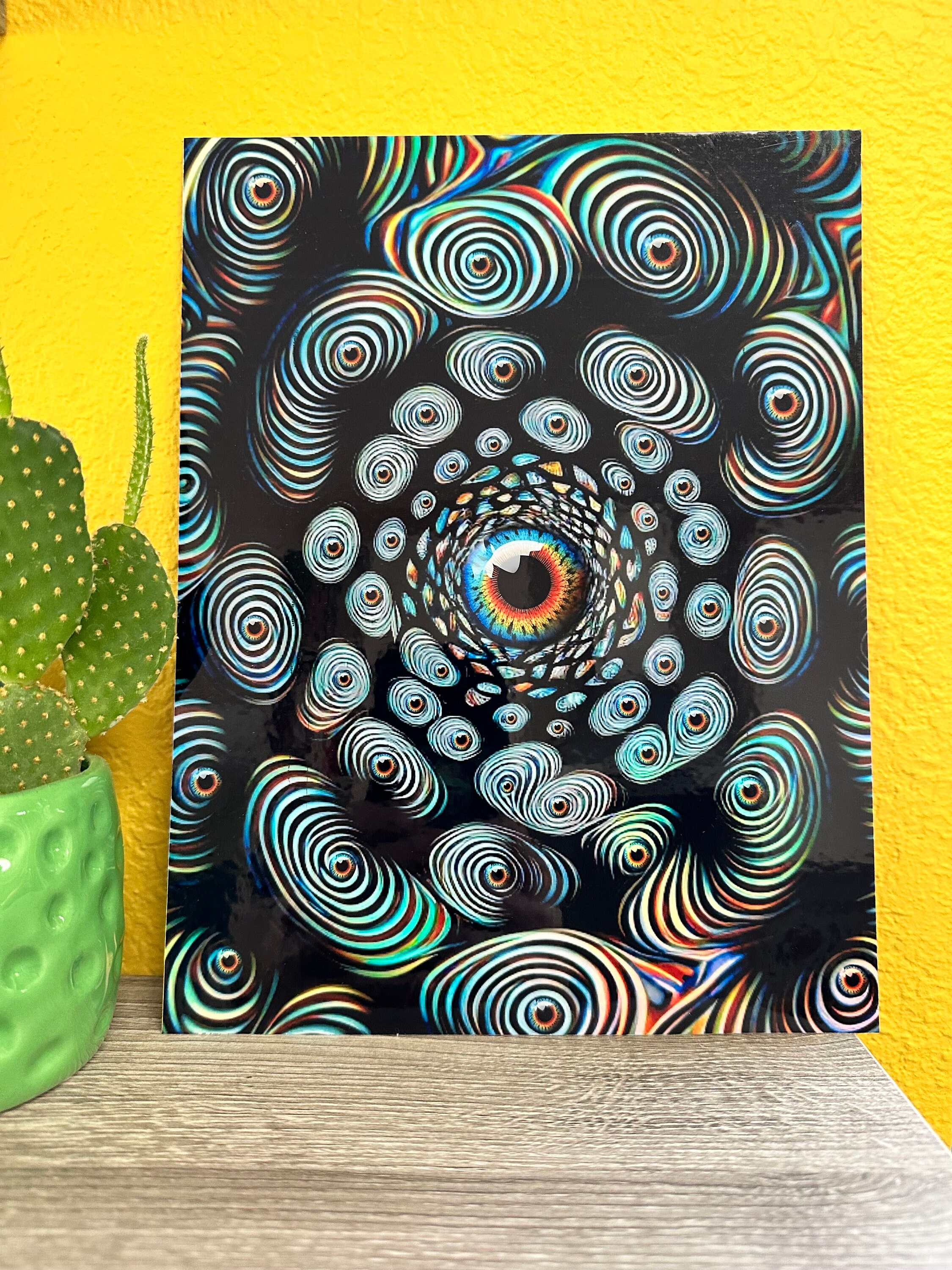 Eyes Wide Open, Art Print, Trippy Psychedelic Art, Holographic Rainbow ...
