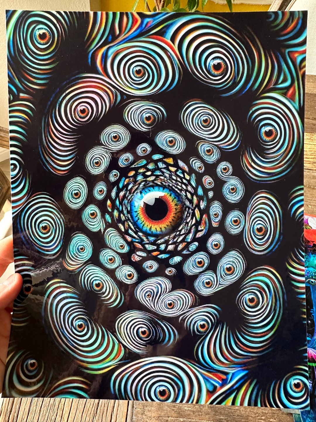 Eyes Wide Open, Art Print, Trippy Psychedelic Art, Holographic Rainbow ...