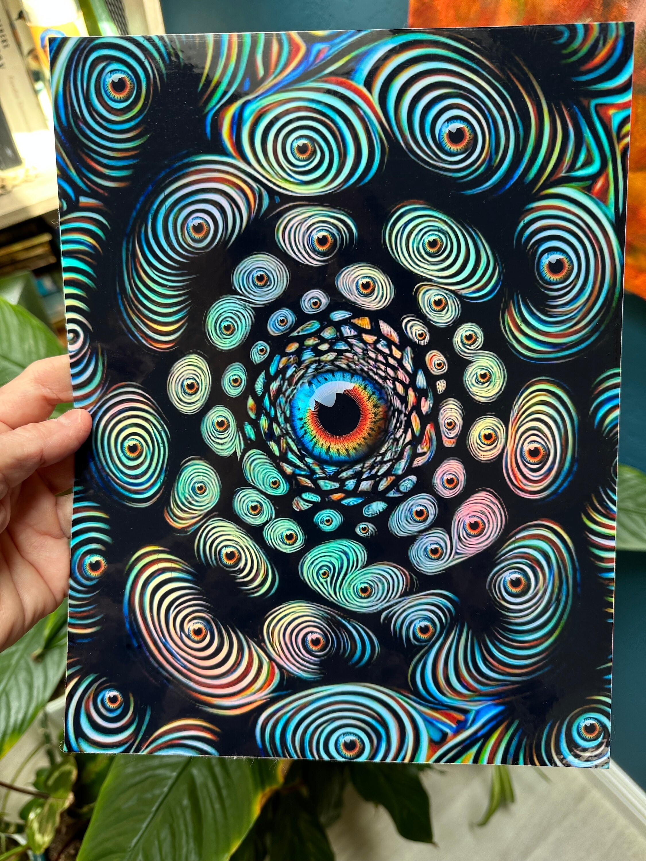 Eyes Wide Open, Art Print, Trippy Psychedelic Art, Holographic Rainbow ...
