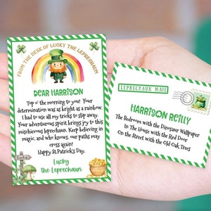 Carta de duendecillo imprimible y editable para el Día de San Patricio, mini trampa para duendes, nota y sobre, plantilla de Corjl imprimible para niños para el Día de San Patricio 036