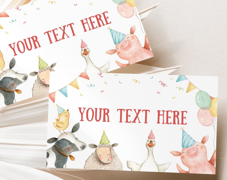 Editable Farm Animals Food Tent Labels Farmyard Buffet Label Boy Birthday Party Decor Barnyard Escort Card Place Card