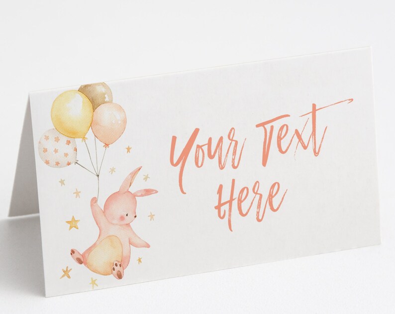 Editable Bunny Food Tent Cards Template Printable Easter Spring Birthday Party Baby Shower Food Tent Labels Buffet Place