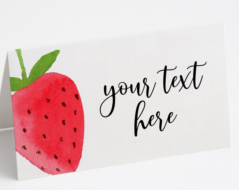 Strawberry Food Tent Template Printable Berry First Birthday Buffet Cards Berry Sweet Food Labels Place Cards Strawberries
