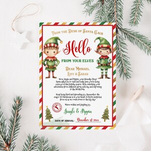 Editable Elves First Time Arrival Letter Printable Elf Arrival Letter Hello Letter from Elf Christmas Elf Welcome Letter Corjl Template 026